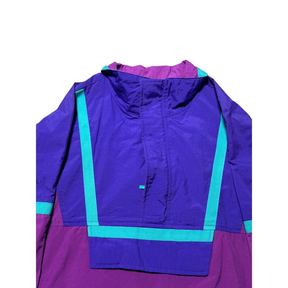 VTG L.L.Bean Anorak Windbreaker Jacket Womens L Purple Blue Quarter-Zip Retro - Picture 6 of 13